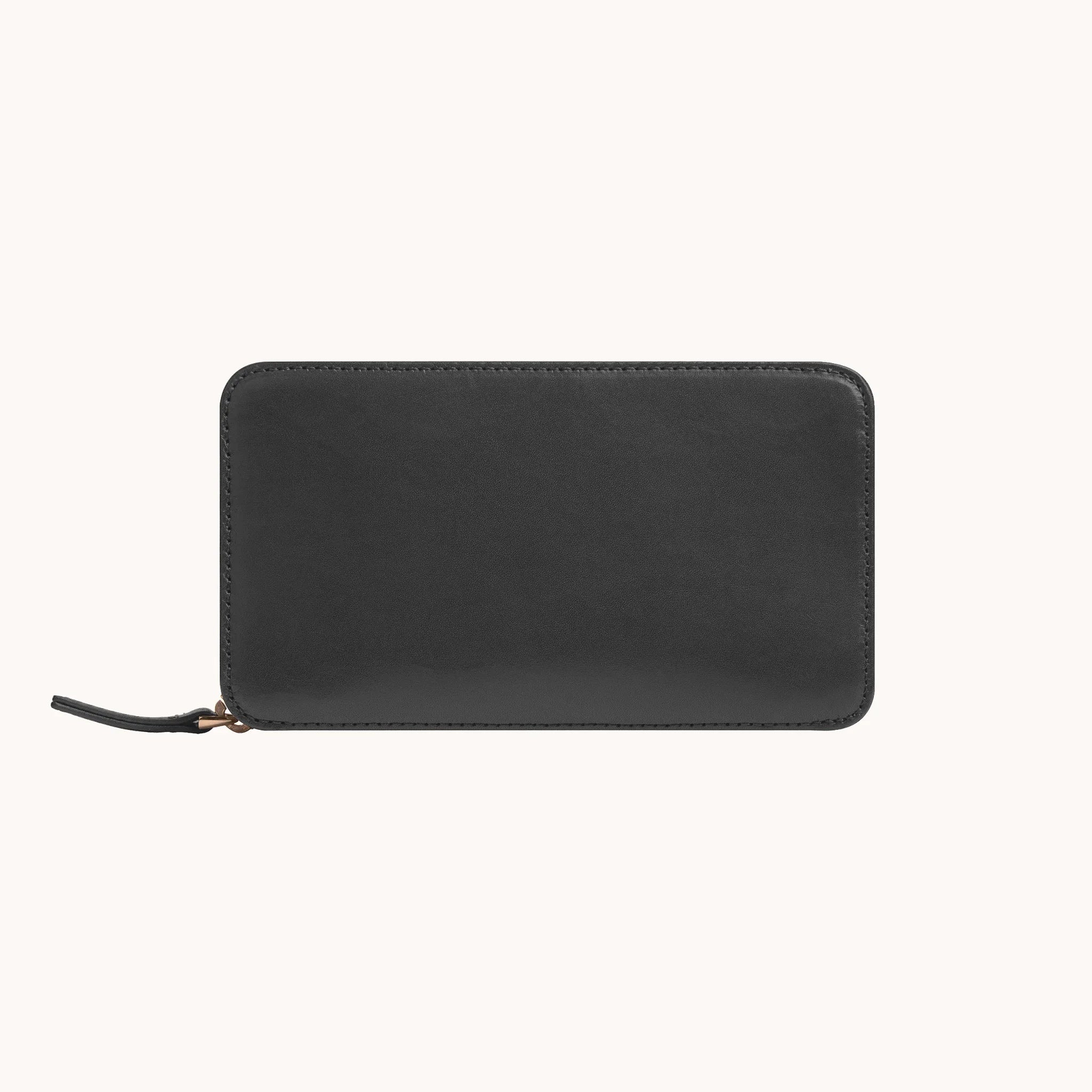 Lunburg Double Cigar Case Curator in Burnt Timber, back view, smooth vegetable-tanned Perpetual Leather (from Tempesti) panel with folded edge construction and saddle stitching perimeter detail.