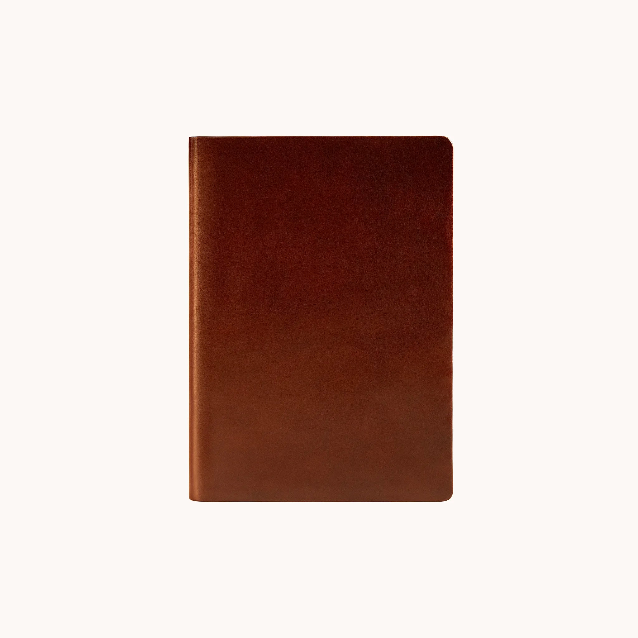 Lunburg Memoir Document Folder in Deep Mahogany, front view showing the clean face of vegetable-tanned Perpetual Leather (from Tempesti) with folded edge construction.