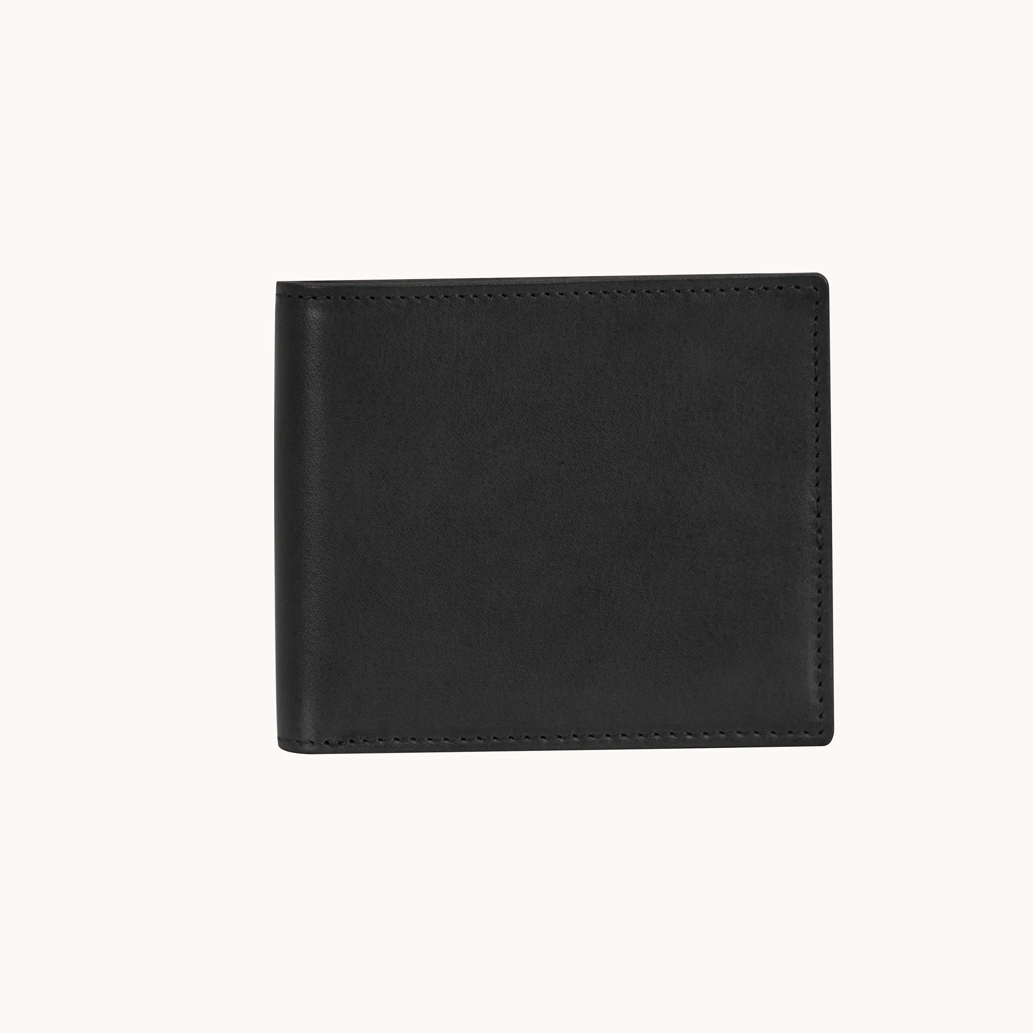 Lunburg Signet Horizontal Bifold in Burnt Timber, front view closed, showing the clean face of vegetable-tanned Perpetual Leather (from Tempesti) with folded edge construction and no visible raw edges.