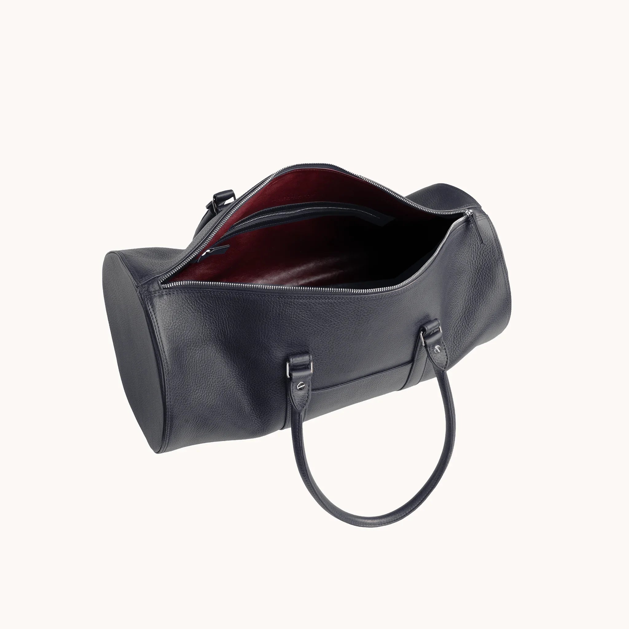 Estate Club Bag interior in Nocturnal Sapphire, goat leather lining and a single main compartment for weekend essentials.